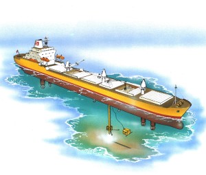 «Seaway Sandpiper» var det første skipet med såkalt autotrack-funksjonalitet. Det kunne følge en rørgate med rette linjer mellom to geografiske punkter. Illustrasjon: Kongsberg Maritime
