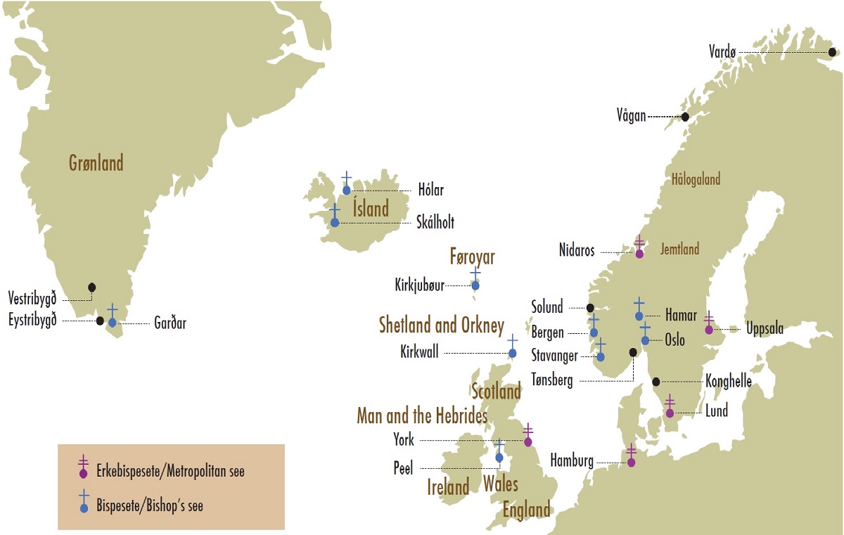 Norgesveldet oppfattes som et slags norsk-atlantisk imperium. Men dette Norgesveldet er en myte. Illustrasjon: NTNU