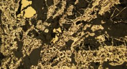 Dette er noe av det forskerne håper på å finne. Kobbermineraler sett i mikroskop. Foto: Kurt Aasly/NTNU.