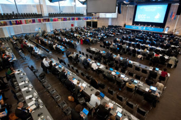 The opening ceremony of the Fortieth Session of the IPCC, in Copenhagen, Denmark, 27 October 2014. Approximately 450 participants attended IPCC-40, including government representatives, authors, representatives of UN organizations, members of civil society, and academics. Photo: IPCC