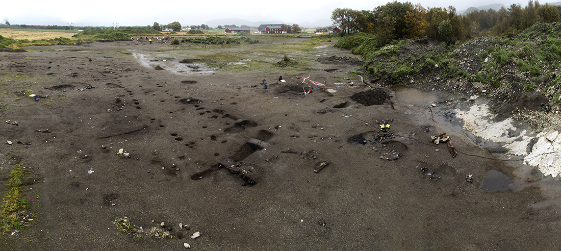 An overview of the Ørland dig where the boat and shoes were found. Photo: Åge Hojem, NTNU University Museum