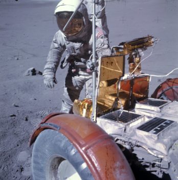 Apollo 16 included a Lunar Rover as part of its payload, which allowed astronauts to explore more of the Moon's surface. Photo: NASA