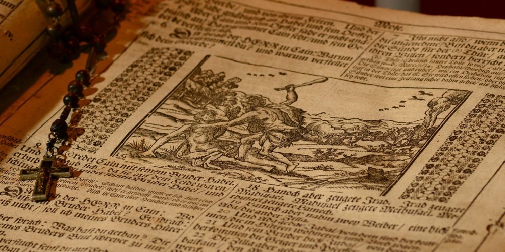 Cain killed Abel. Brothers went to war against each other. Engravings from a German Martin Luther Bible from roughly 1702. Photo: Thinkstock