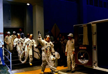 Apollo 11 astronauts on their way to the launch of their spacecraft. Photo: NASA