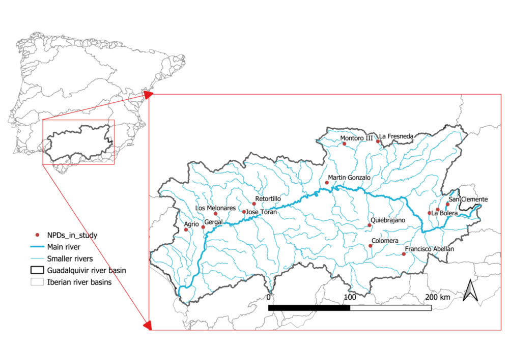 A map showing dams in Southern Spain