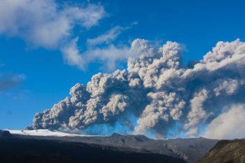 Eyjafjallajokull in Iceland erupting
