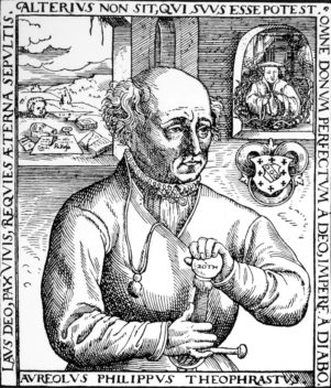 Old engraving of Phillippus Paracelsus