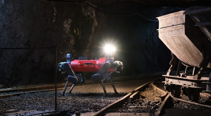 robot in mine tunnel