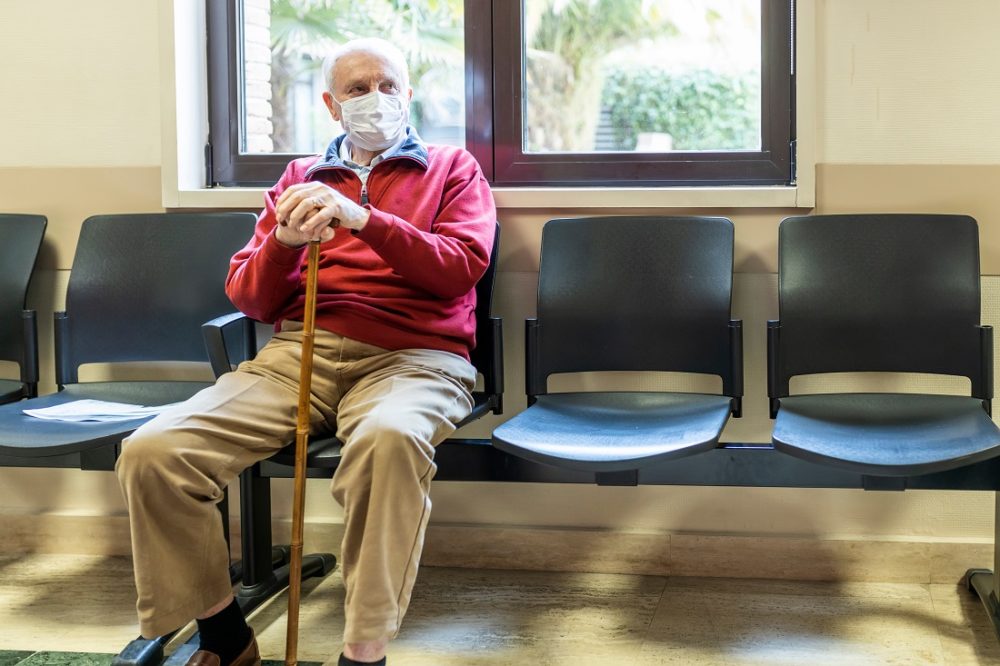 Older patient in waiting room