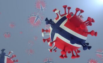 Coronavirus with Norwegian flag on it
