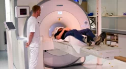 Person in a PET-MRI scanner