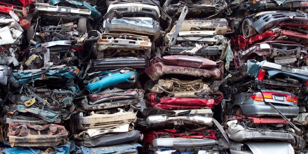 piles of scrapped cars