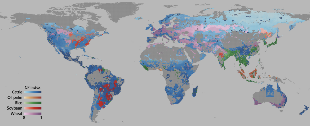 Map of the world showing lands with conservation value.