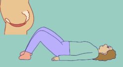 cartoon of a woman doing pelvic exercises