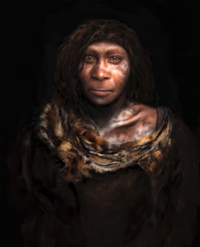 Illustration of a Neanderthal woman