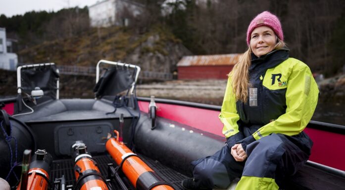 Robots. The picture shows Professor Ingrid Bouwer Utne in a boat.