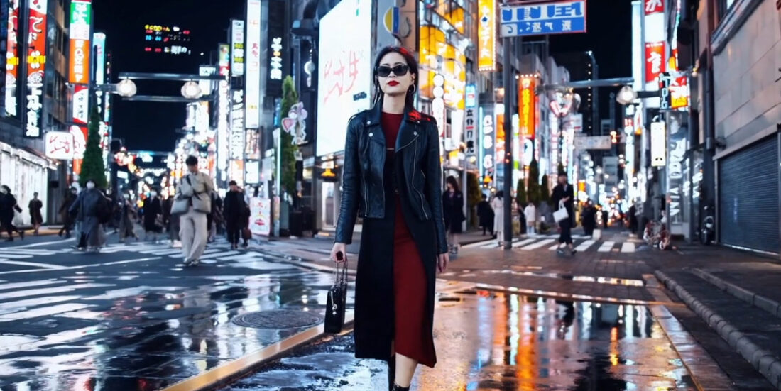 AI generated image of a woman in Tokyo