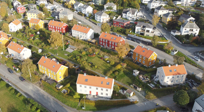 Aerial photo of Trondheim housing cooperative