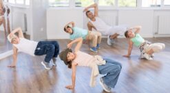 Adolescents training in a dance studio