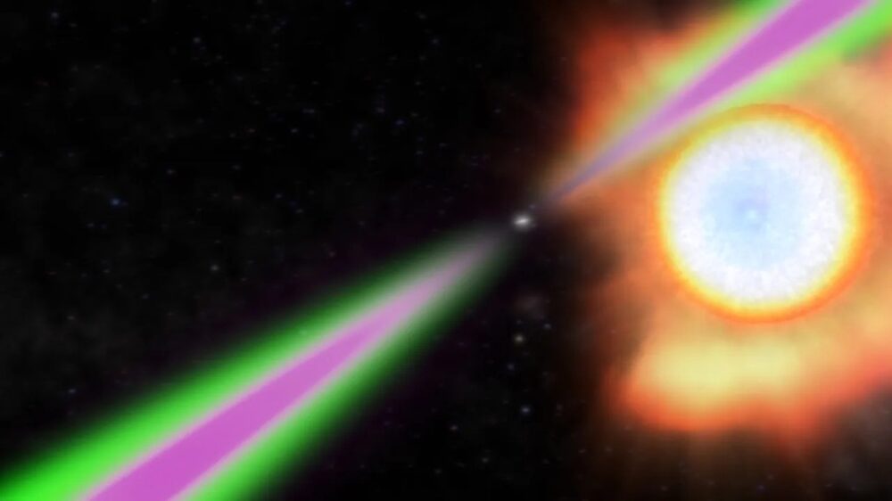 Spider pulsars. Illustration showing how spider pulsars eat neighbouring stars.