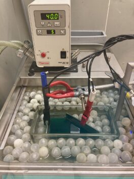 A nickel coated plate being tested