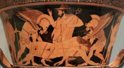 Greek urn with figures from the Illiad. Photo.