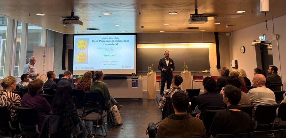 Dean Jens-Petter Andreassen holding an opening presentation in advance of the Kavli Prize awards. Photo.
