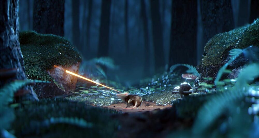 The rat turns toward the prey. Illustration.