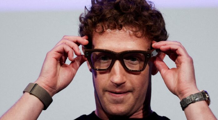 Mark Zuckerberg wearing pair of Meta glasses