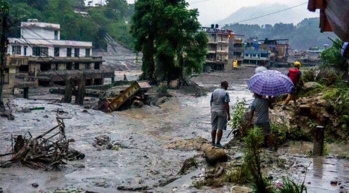 Picture showing flooding in the Bhotekoshi River, Nepal 2026