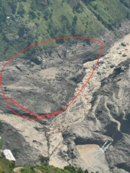 Aerial photo showing the flood-ravaged area