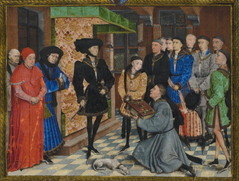 painting of people in old dutch court